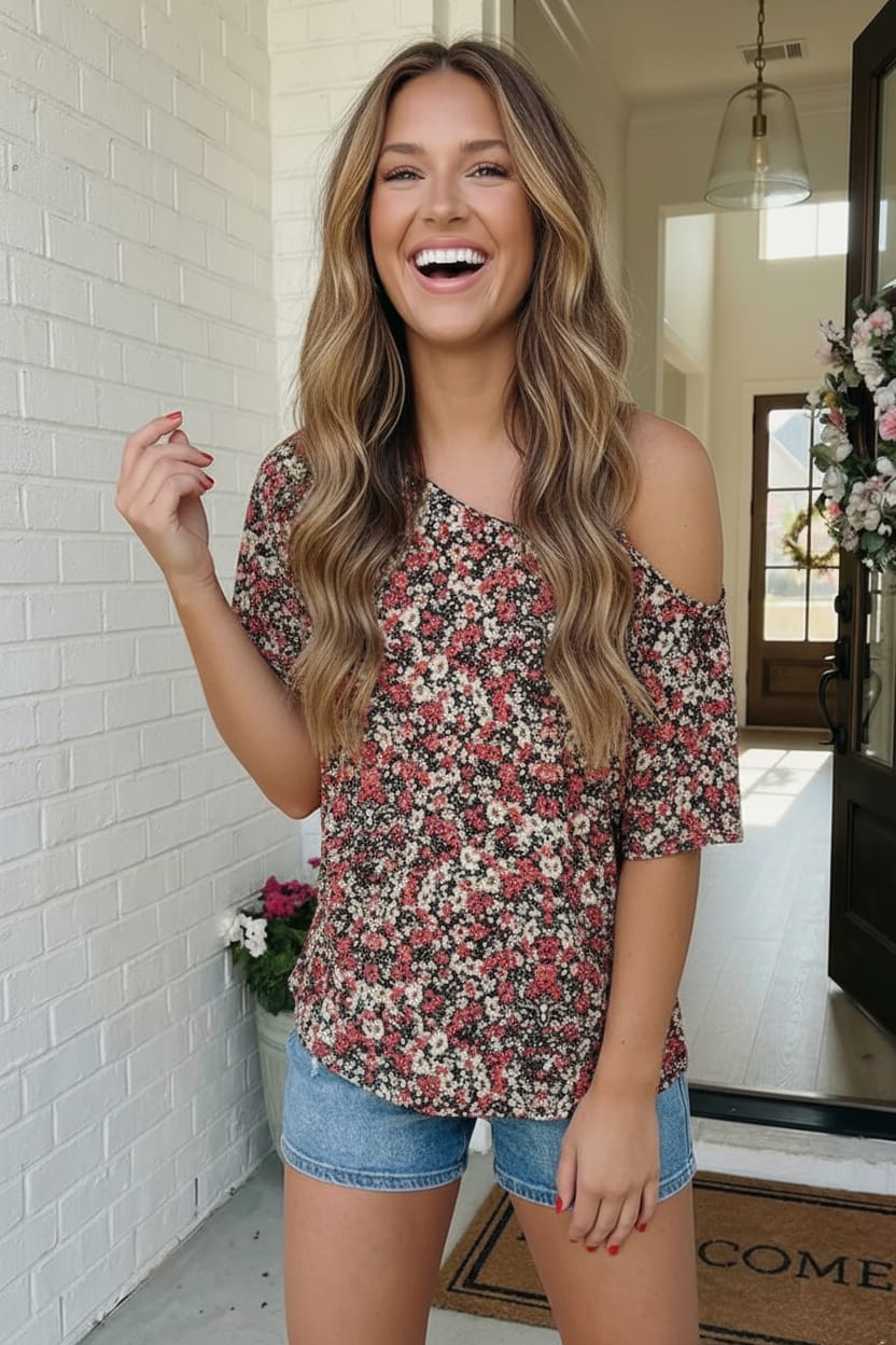 Floral Cold Shoulder Top