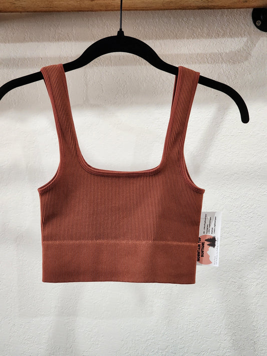 Ribbed Square Neck Crop Top