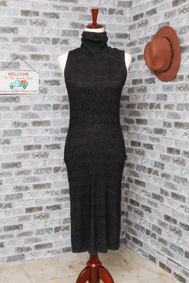Black Rib Sleeveless Dress