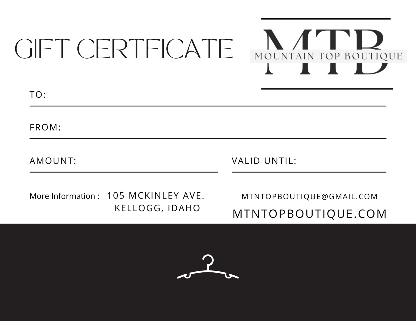 Mountain Top Boutique Gift Card
