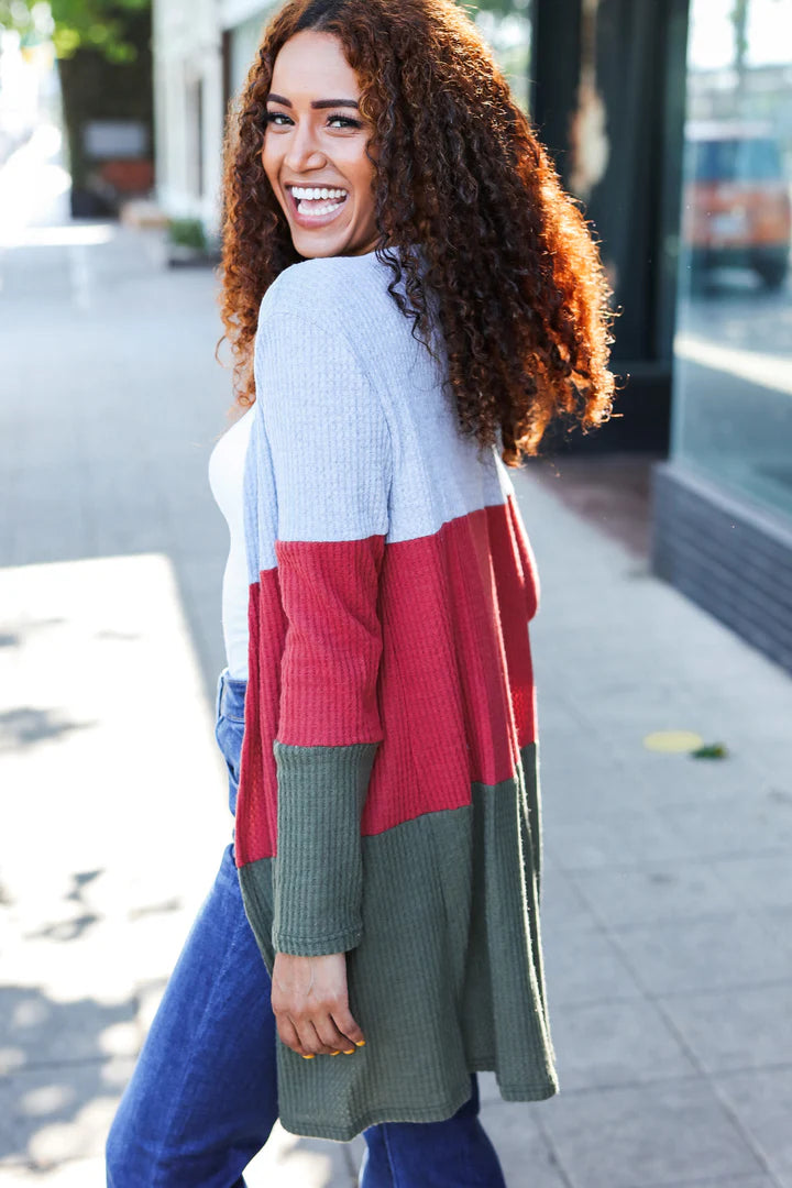 Fall Waffle Knit Cardigan