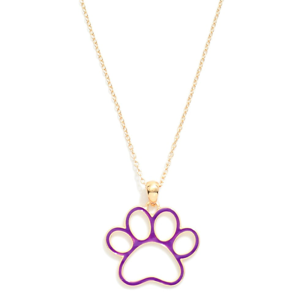 Purple Paw Print Necklace