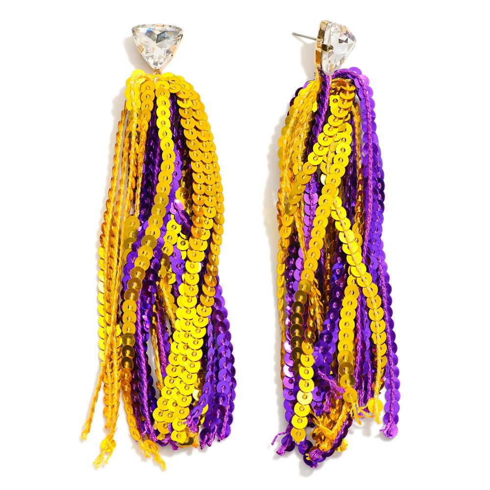 Purple/Gold Tassel Sequent Earrings