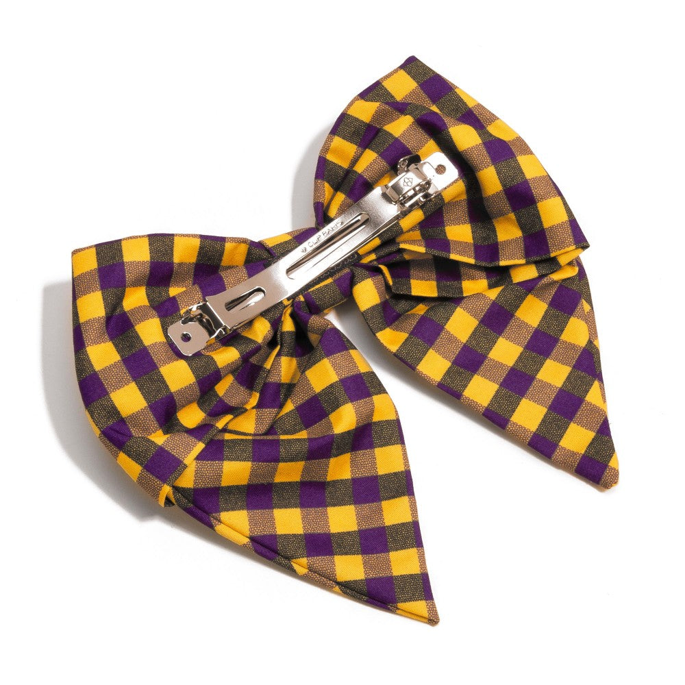 Purple/Gold Bow Clip