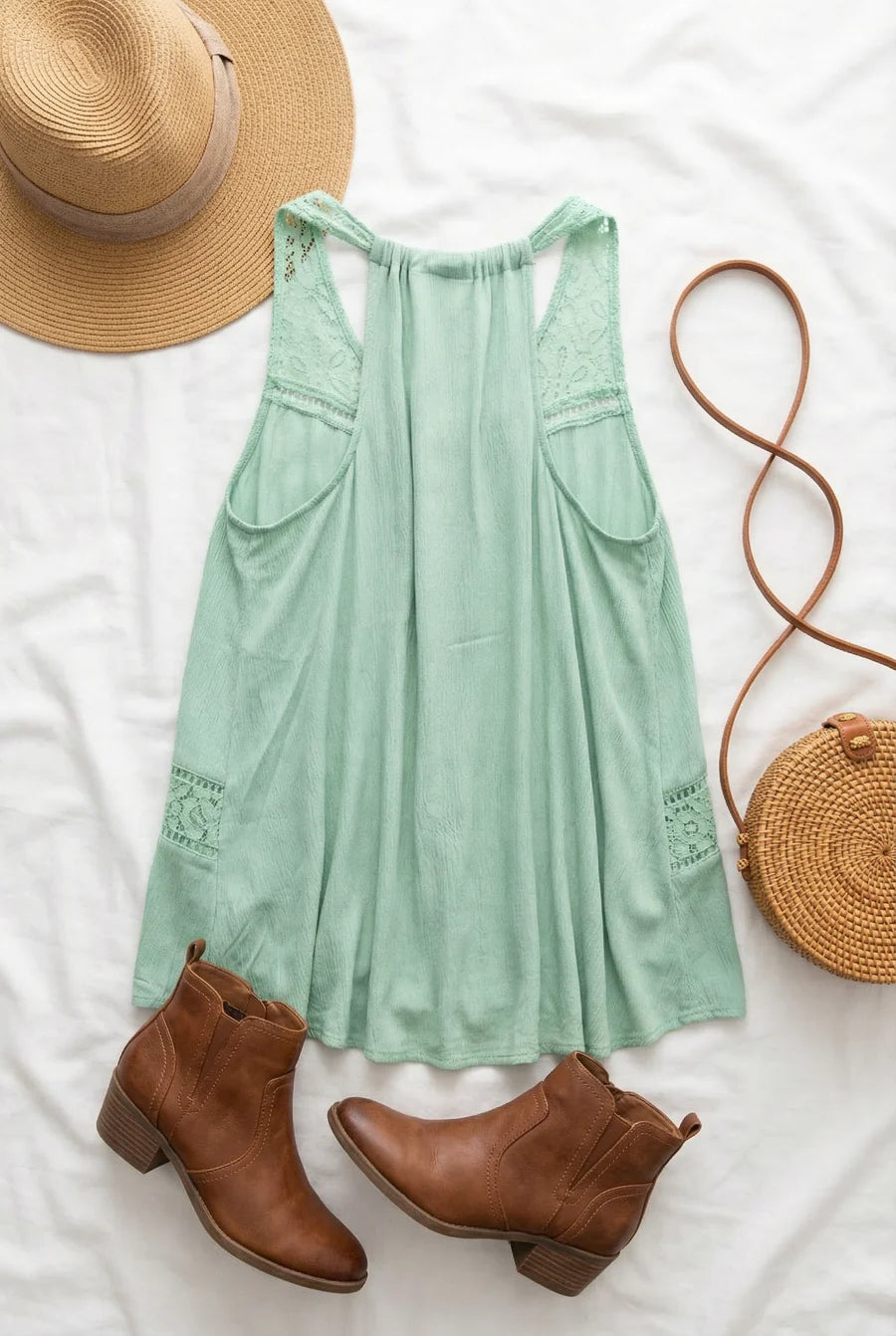 Mint Lace Inset Top